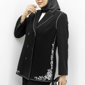 کت کرپ یقه انگلیسی گلدوزی
